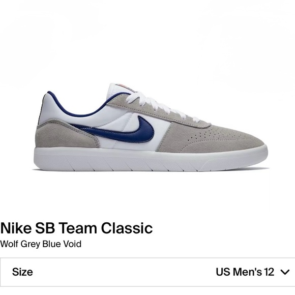 Nike SB Team Classic Wolf Grey Blue Void Men’s Size 12 Sneakers - Picture 1 of 5